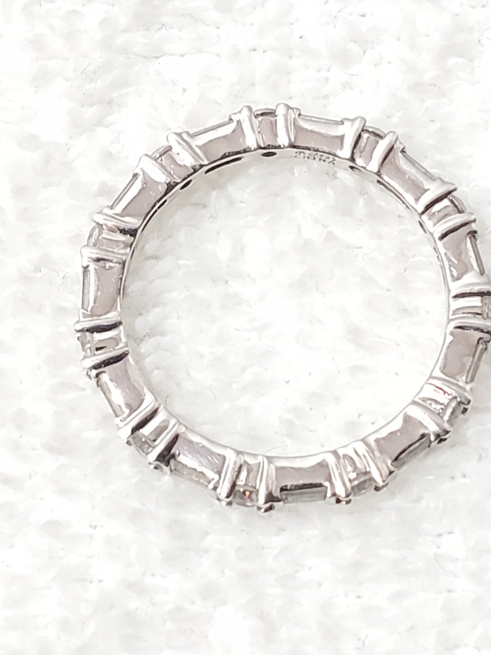 925 Sterling Silver CZ Eternity Band Ring Alternating Round Radiant Cut Size 7